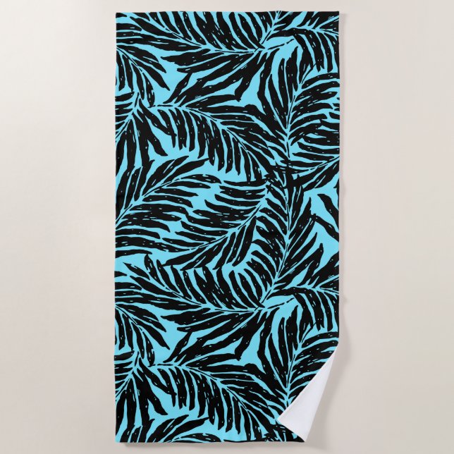 Kahanu Garden Hawaiian Palm Blätter - Aqua Strandtuch (Vorderseite)