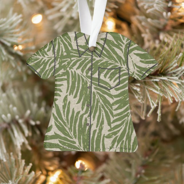 Kahanu Palms Hawaiian Faux Linen Aloha Shirt (Arbre)