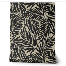 Kahanu Palms Hawaiian Imitats Linen Texture - Schw