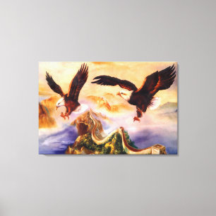 Kahler Adler über großer Wand der China-Malerei Leinwanddruck
