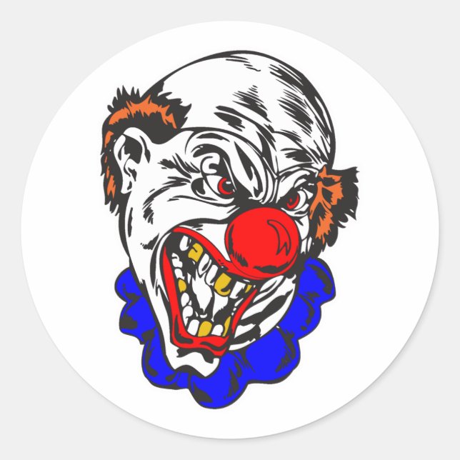 kahler böser Clown Runder Aufkleber (Vorderseite)