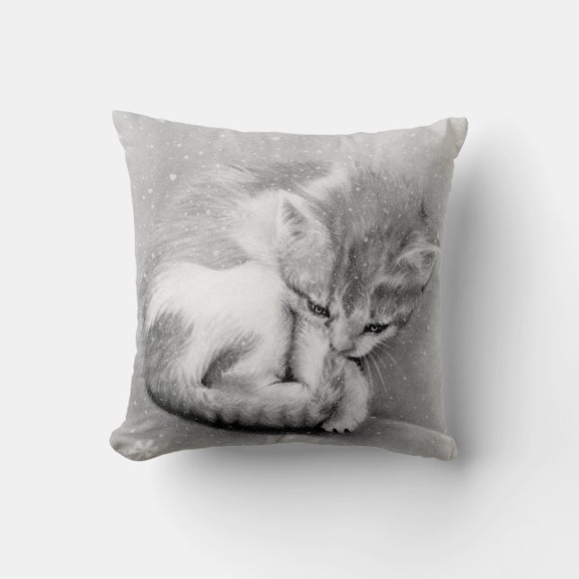 Kahles winterliches Miezekatze Kissen (Vorderseite)