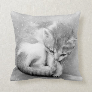Kahles winterliches Miezekatze Kissen