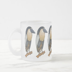 Kahnschwanzreiher-Vogel Cartoon-Illustration Mattglastasse