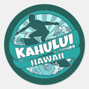 Kahului Hawaii logo turquoise surfer autocollants