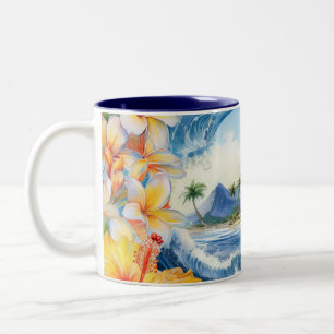 Kai Aloha Hibiskus-Wasserfarbenwelle  Zweifarbige Tasse