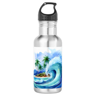 Kai Aloha Insel Wasserfarbenwelle Edelstahlflasche