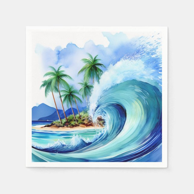 Kai Aloha Insel Wasserfarbenwelle Serviette (Vorderseite)