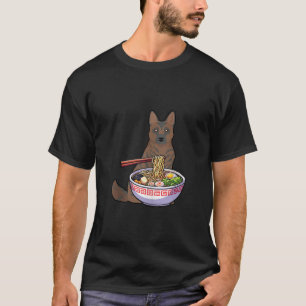 Kai Ken Eating Ramen Japanisch Noodles Niedlich An T-Shirt