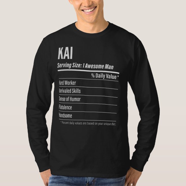 Kai Serving Size Nutrition Label Calories T-Shirt (Vorderseite)