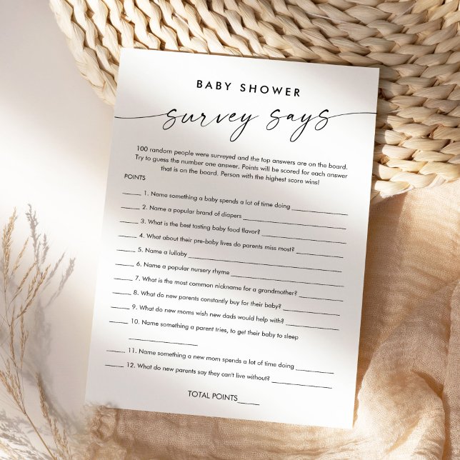 KAIA Baby Showumfrage sagt Spielkarte Einladung (Von Creator hochgeladen)
