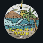 Kaihalulu Beach Hawaii Vintag Keramik Ornament<br><div class="desc">Kaihalulu Beach handgezeichnete Illustration mit Bergen und Meereswellen im Hintergrund. Ideal für alle,  die Lieben Kaihalulu Strand zu besuchen.</div>
