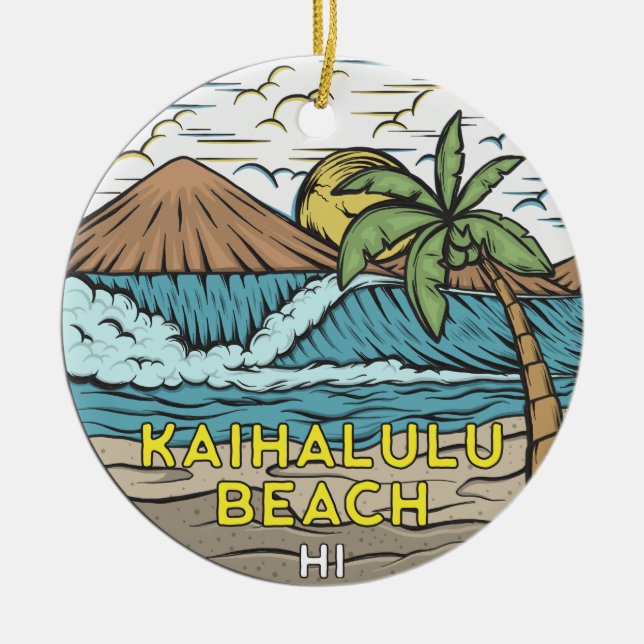 Kaihalulu Beach Hawaii Vintag Keramik Ornament (Vorne)