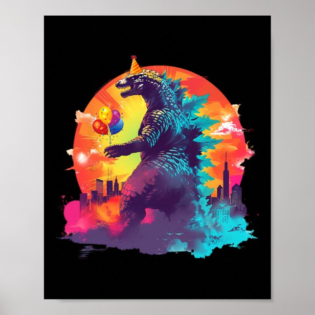 Kaiju Birthday Funny Boys Birthday Monster Poster (Vorne)