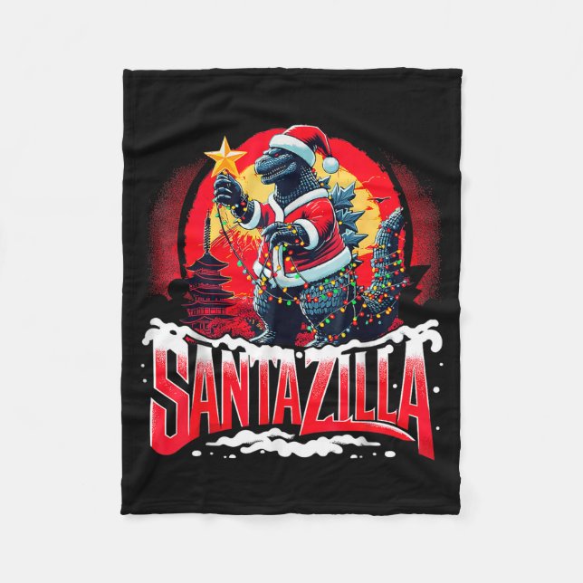 Kaiju Christmas Santazilla Japanese Monster Dinosa Fleecedecke (Vorderseite)
