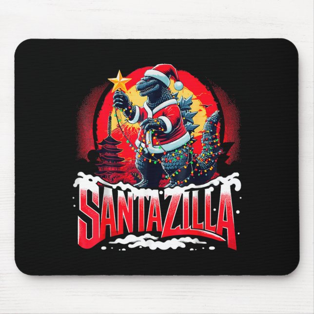 Kaiju Christmas Santazilla Japanese Monster Dinosa Mousepad (Vorne)