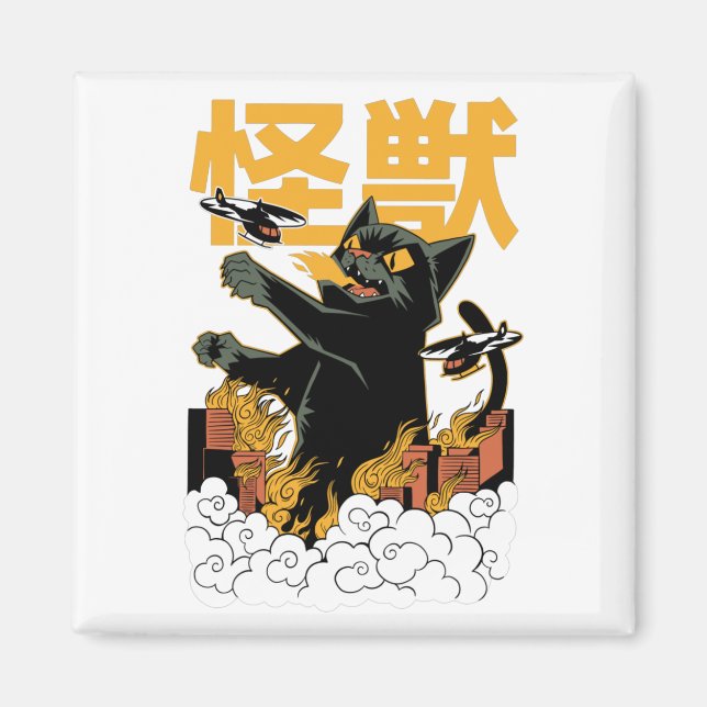 Kaiju-Katzenmonster Magnet (Vorne)