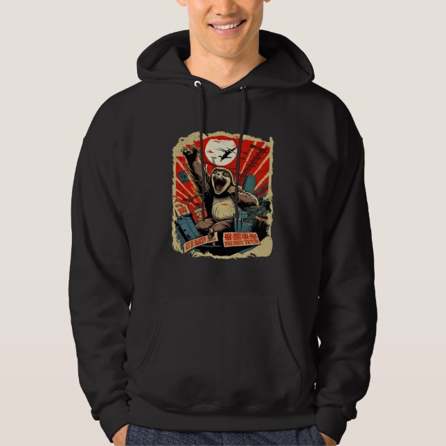 Kaiju Sloth Monster Creature Attack Japan City Hoodie (Vorderseite)