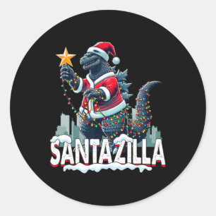 Kaiju Weihnachten Santazilla japanisches Monster D Runder Aufkleber