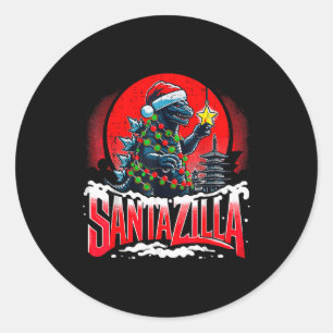 Kaiju Weihnachten Santazilla japanisches Monster D Runder Aufkleber