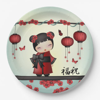 Kaiko die Kokeshi-Puppe "Segen" Pappteller