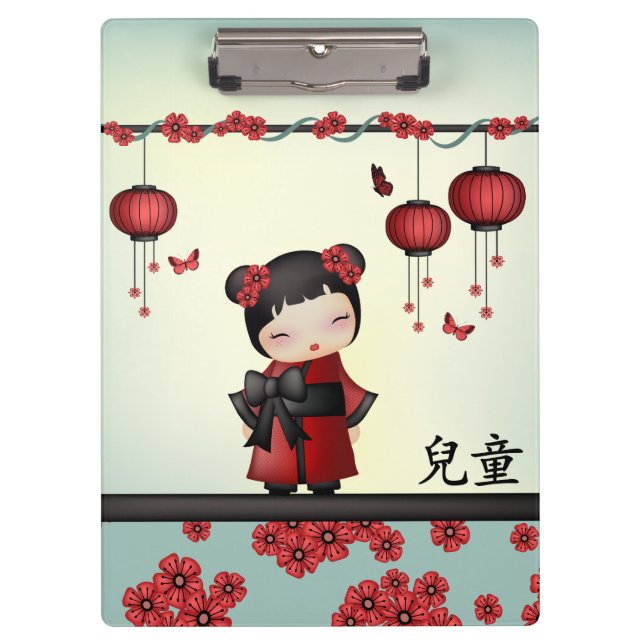 Kaiko the Kokeshi "Child" Klemmbrett (Vorderseite)