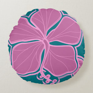 Kailua Hibiscus Hawaiian umkehrbares Floralmuster Rundes Kissen