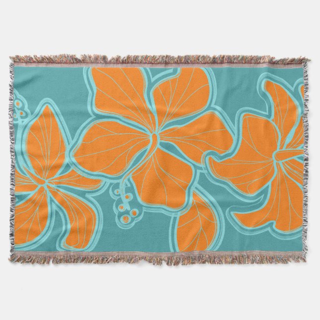 Kailua Hibiskus Hawaiian Floral Throw Blanket Decke (Vorderseite)