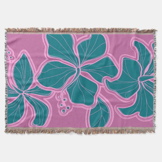Kailua Hibiskus Hawaiian Floral Throw Blanket Decke (Vorderseite)
