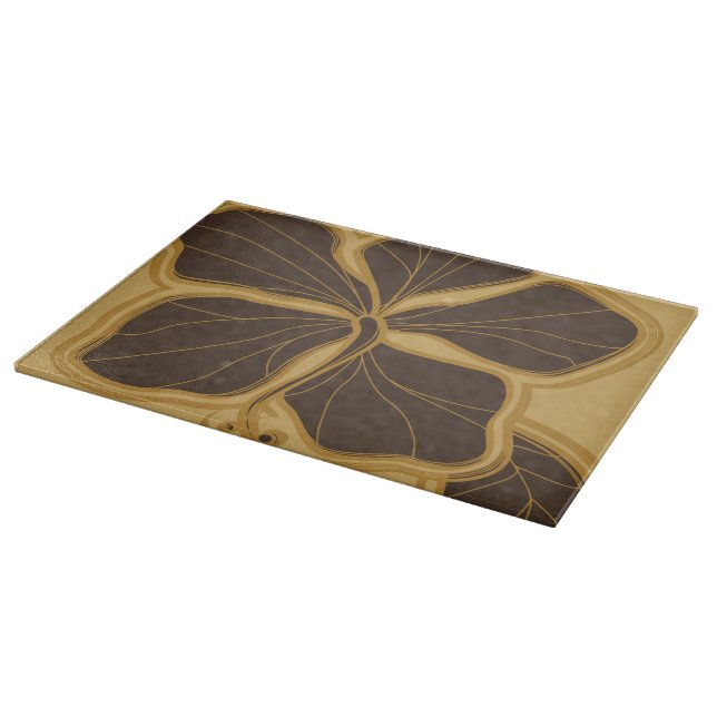 Kailua Hibiskus Hawaiian Glass Cutting Board Schneidebrett (Ecke)