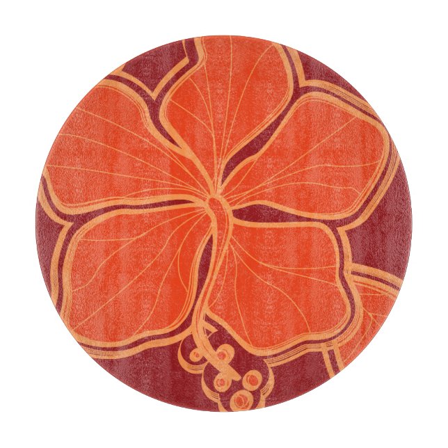 Kailua Hibiskus Hawaiian Glass Cutting Board Schneidebrett (Vorderseite)
