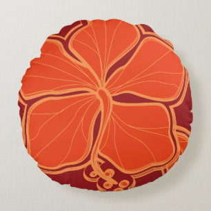 Kailua Hibiskus Hawaiian Reversible Floral Rundes Kissen