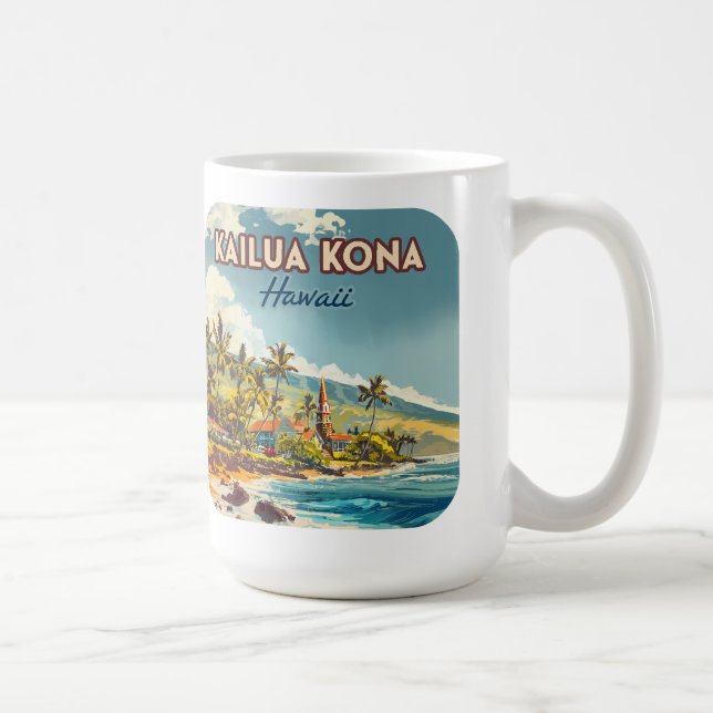 Kailua Kona Hawaii Big Island Beach Vintag Kaffeetasse (Rechts)