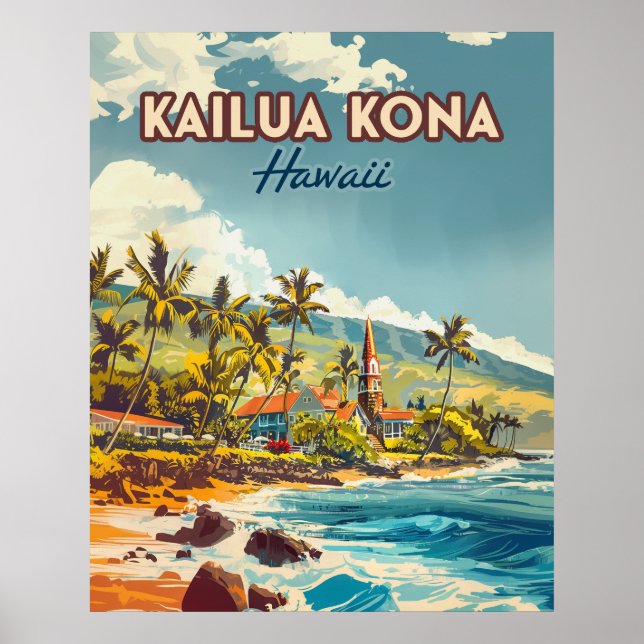 Kailua Kona Hawaii Big Island Beach Vintag Poster (Vorne)