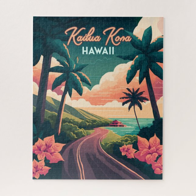 Kailua Kona Hawaii Big Island Sunset Retro (Vertikal)
