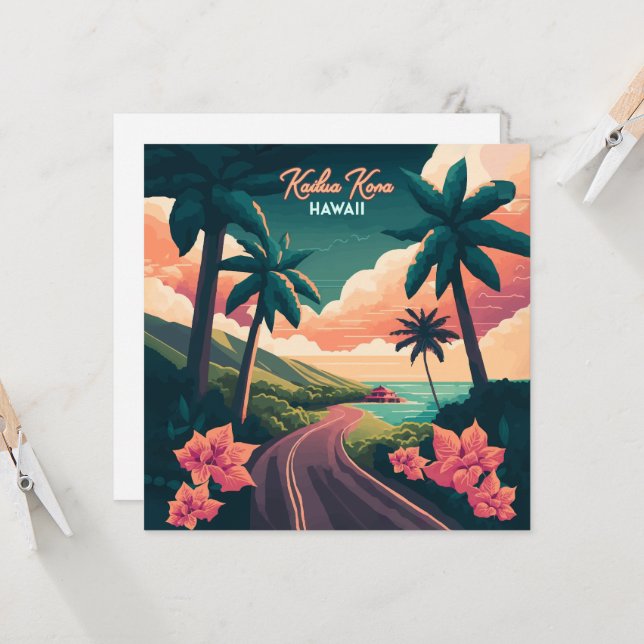 Kailua Kona Hawaii Big Island Sunset Retro (Vorderseite/Rückseite Beispiel)