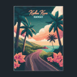 Kailua Kona Hawaii Big Island Sunset Retro Postkarte<br><div class="desc">Schauen Sie sich den Sonnenuntergang und die Palmen von Kailua Kona auf der großen Insel Hawaii an.</div>
