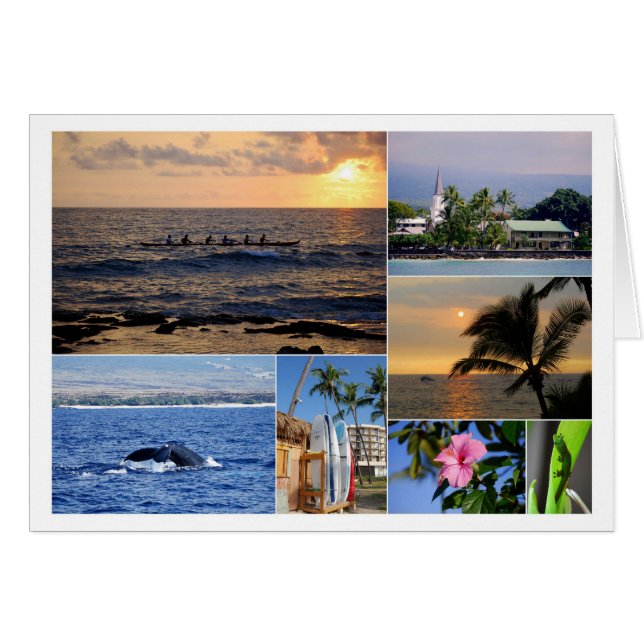 Kailua Kona Hawaii Collagen-Karte (Vorderseite (Horizontal))