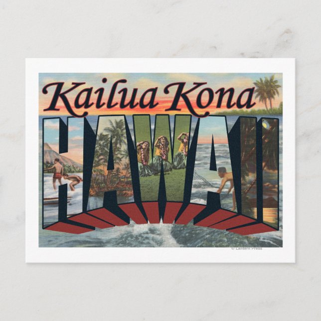 Kailua Kona, Hawaii - Große Briefszenen Postkarte (Vorderseite)