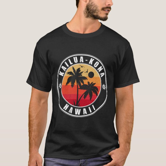 Kailua-Kona Hawaii Retro Palmen 60er Souvenirs T-Shirt (Vorderseite)