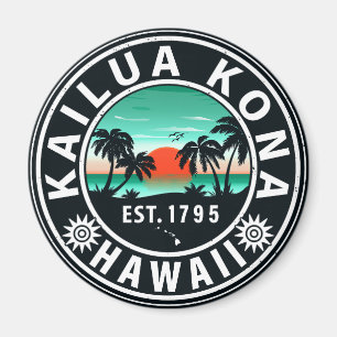 Kailua Kona Hawaii Retro Sunset 60er Souvenirs Magnet