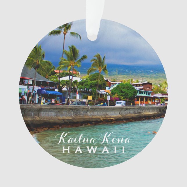 Kailua Kona Pier Hawaii 2 Photo & Year Ornament (Vorderseite)