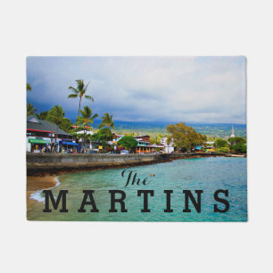 Kailua Kona Pier Hawaii Oil Paint Digital Art Fußmatte