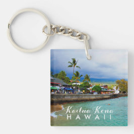 Kailua Kona Pier-Hawaii-Ölfarbe-Digital-Kunst Schlüsselanhänger