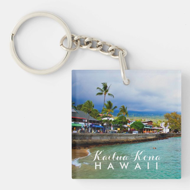 Kailua Kona Pier-Hawaii-Ölfarbe-Digital-Kunst Schlüsselanhänger (Vorderseite)
