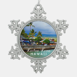 Kailua Kona Pier Hawaii Tropical Schneeflocken Zinn-Ornament