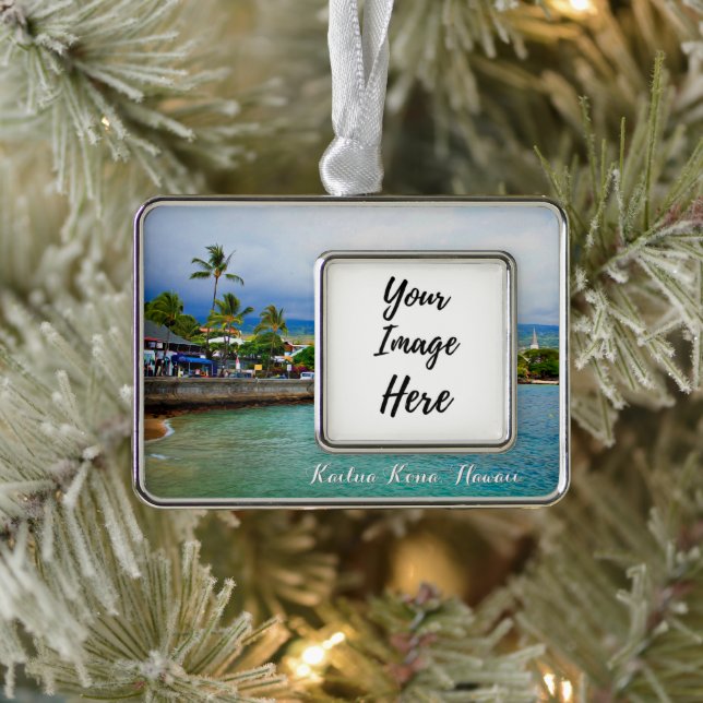 Kailua Kona Pier, Insel Hawaii, Fotografie Rahmen-Ornament Silber (Baum)