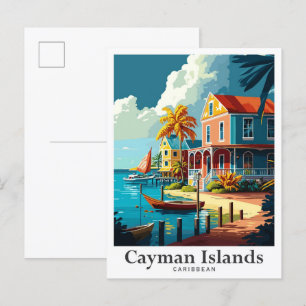 Kaimaninseln Karibik Vintage Reiseporträt Postkarte