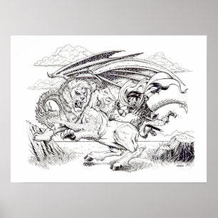 "Kaine and the Chimera" - Illustration Tracy Lesch Poster