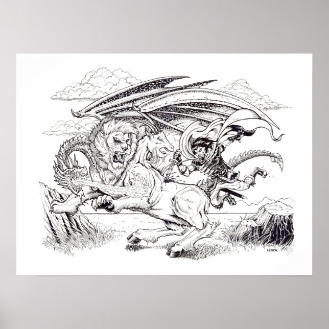 "Kaine and the Chimera" - Illustration Tracy Lesch Poster (Vorne)